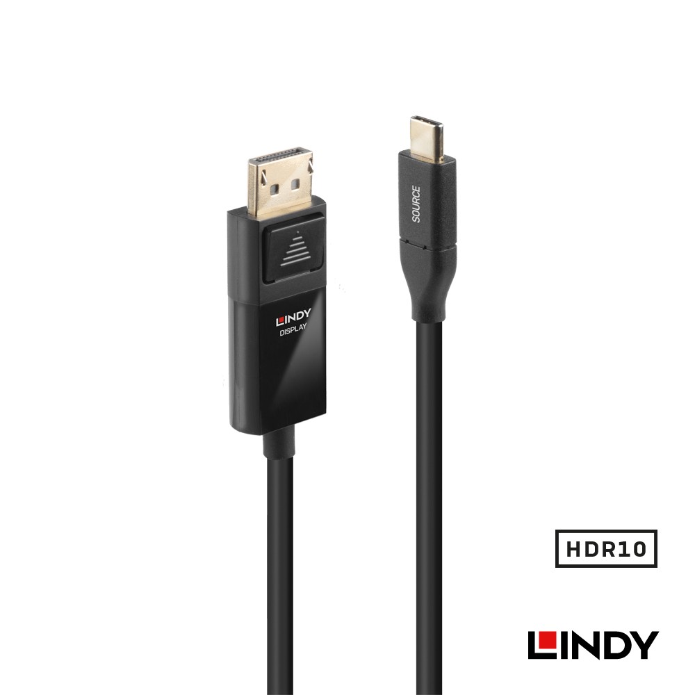 LINDY 林帝 主動式 USB3.1 Type-C to DisplayPort HDR轉接線, 3m