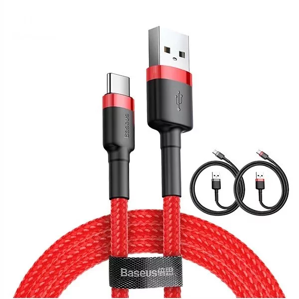 Baseus 倍思 卡福樂系列 Type-C 數據線-0.5M紅+黑