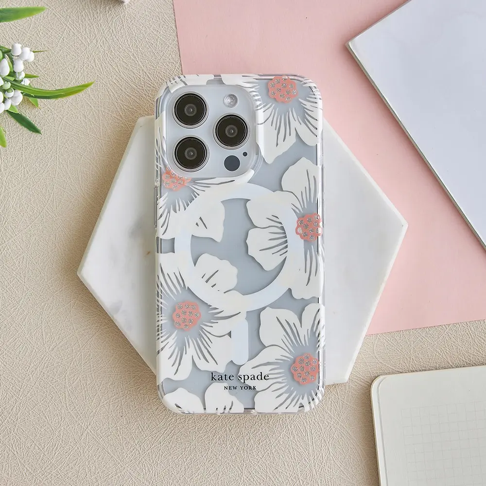 【Kate Spade】 iPhone 15 Pro MagSafe 精品手機殼-經典蜀葵