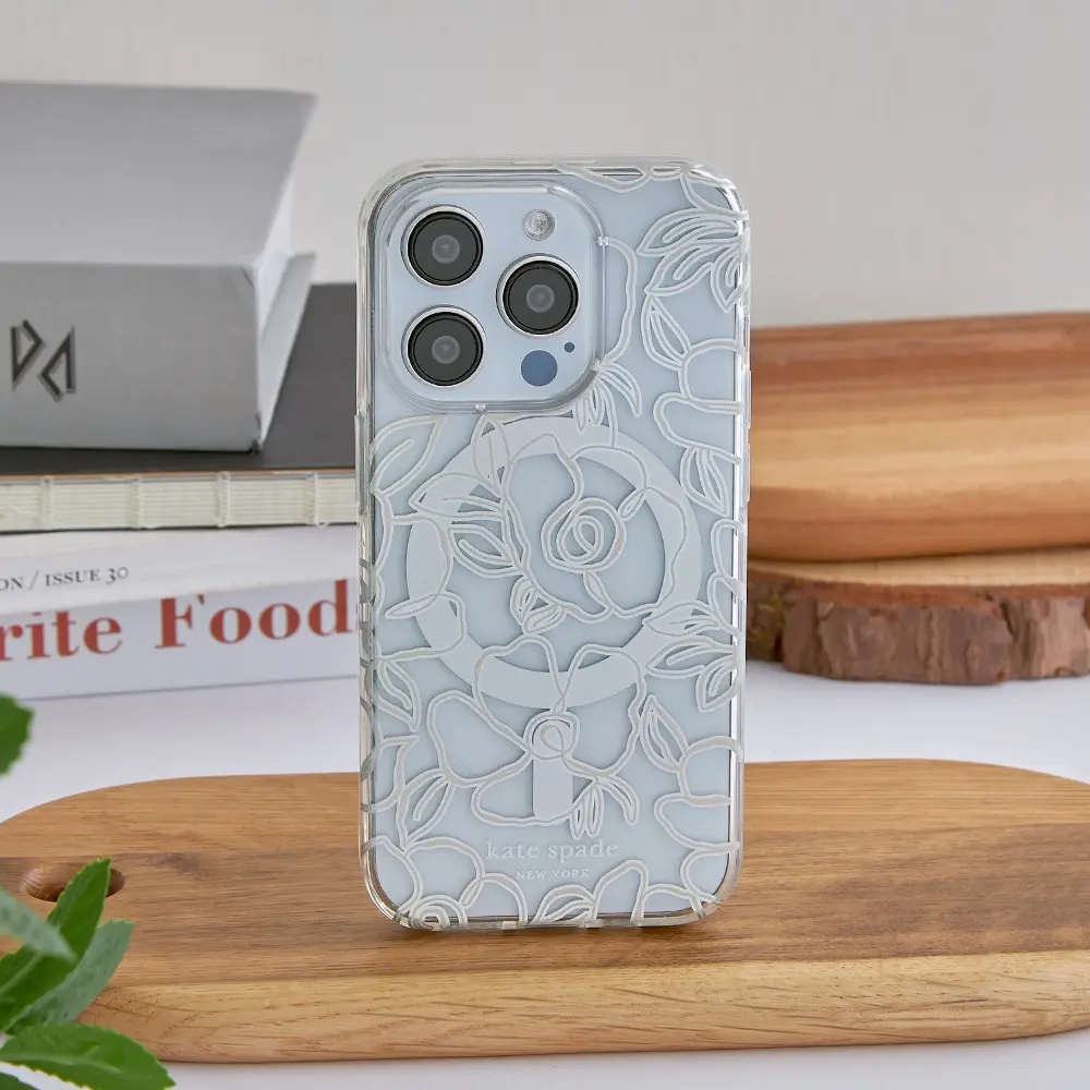 【Kate Spade】iPhone 15 Pro Max MagSafe 精品手機殼-銀絲炫彩