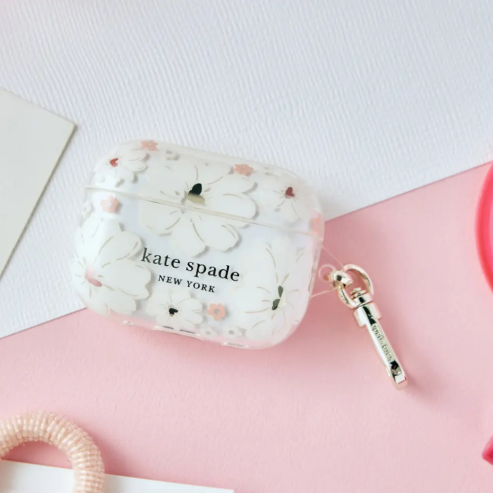 【Kate Spade】AirPods Pro精品保護套-純白牡丹