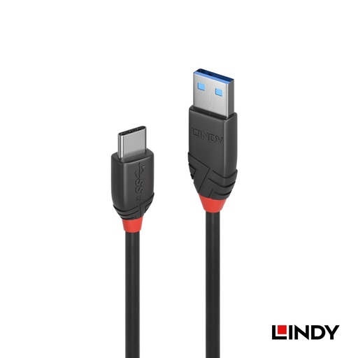 [36917_A] LINDY 林帝 Black系列USB 3.2 Gen 2 Type-C/公 to Type-A/公 傳輸線, 1.5m